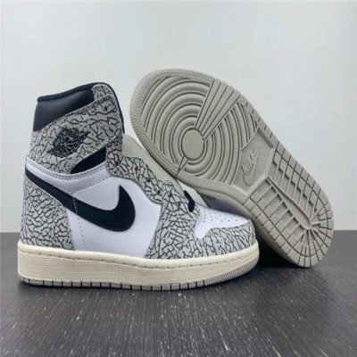 Men's Running Weapon Air Jordan 1 High Black/White/Grey Shoes 0399