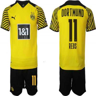 Men's Borussia Dortmund #11 Marco Reus Yellow Home Soccer Jersey Suit