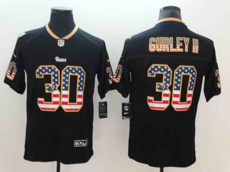 Men's Los Angeles Rams #30 Todd Gurley II 2018 Black USA Flag Color Rush Limited Fashion NFL Stitched Jersey