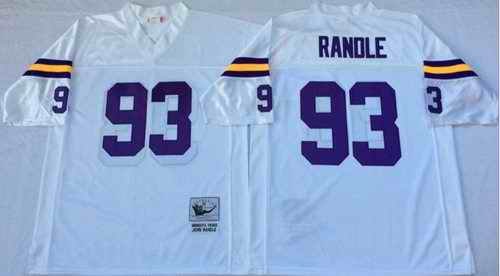 Mitchell And Ness Vikings #93 John Randle White Throwback Stitched NFL Jersey