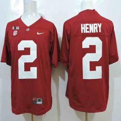 Crimson Tide #2 Derrick Henry Red SEC & 2016 College Football Playoff National Championship Patch Stitched NCAA Jersey