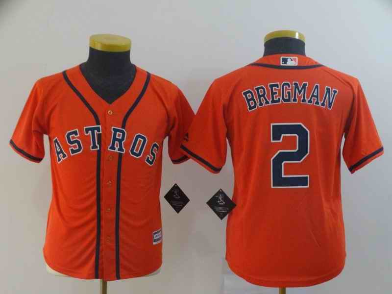 Youth Houston Astros #2 Alex Bregman Orange Cool Base Stitched MLB Jersey