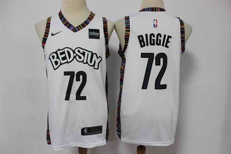 Men's Brooklyn Nets #72 Biggie 2020 White City Edition Stitched Jersey