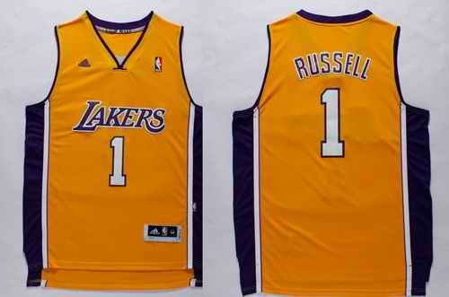 Lakers #1 D'Angelo Russell Yellow Stitched NBA Jersey