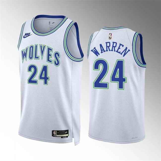 Men's Minnesota Timberwolves #24 Tj Warren White 2023/24 Classic Edition Stitched Jersey