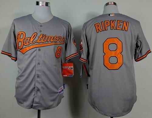 Orioles #8 Cal Ripken Grey Cool Base Stitched MLB Jersey