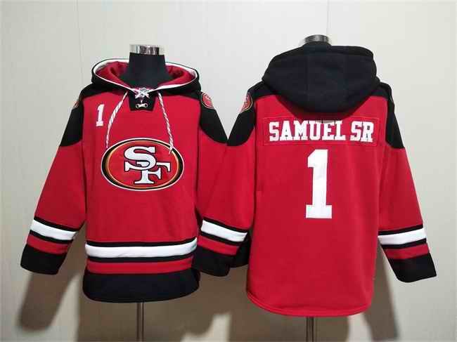 Men's San Francisco 49ers #1 Deebo Samuel Sr Red/Black Ageless Must-Have Lace-Up Pullover Hoodie