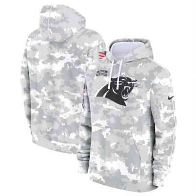 Youth Carolina Panthers 2024 White/Gray Salute To Service Pullover Hoodie