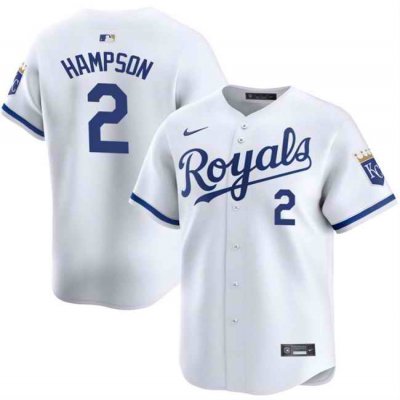 Men's Kansas City Royals #2 Garrett Hampson White 2024 Home Limited Stitched Baseball Jersey