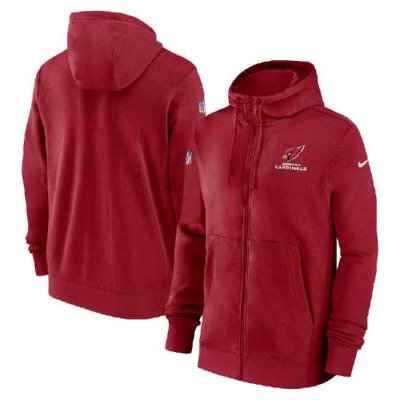 Men's Arizona Cardinals Black Sideline Club Performance Full-Zip Hoodie