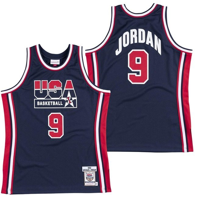 Men's USA Basketball #9 Michael Jordan 1992 Navy Throwback Stitched Jersey