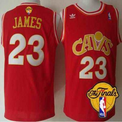 Mitchell and Ness Cavaliers #23 LeBron James Red CAVS The Finals Patch Stitched NBA Jersey