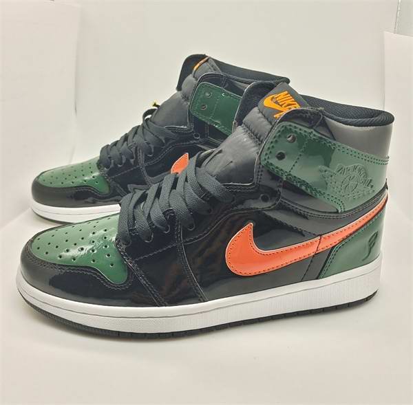 Women's Running Weapon Air Jordan 1 Green/Black/Orange Shoes 0211