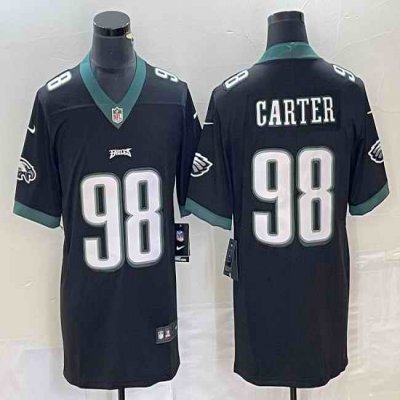 Men's Philadelphia Eagles #98 Jalen Carter Black Vapor Limited Stitched Football Jersey