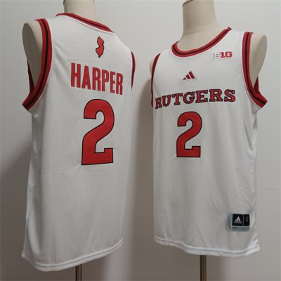 Men's Rutgers Scarlet Knights #2 Dylan Harper White 2024 Stitched Jersey