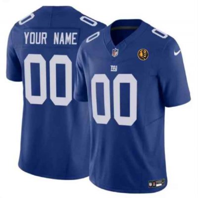 Men's New York Giants Active Player Custom Blue 2023 F.U.S.E. With John Madden Patch Vapor Limited Stitched Football Jersey