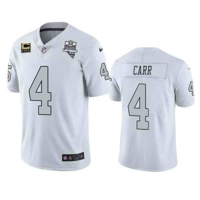 Men's Las Vegas Raiders #4 Derek Carr White 2020 Inaugural Season With C Patch Color Rush Limited Stitched Jersey