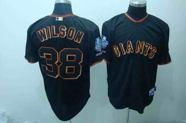 Giants #38 Brian Wilson Black Cool Base w/2010 World Series Patch Stitched MLB Jersey