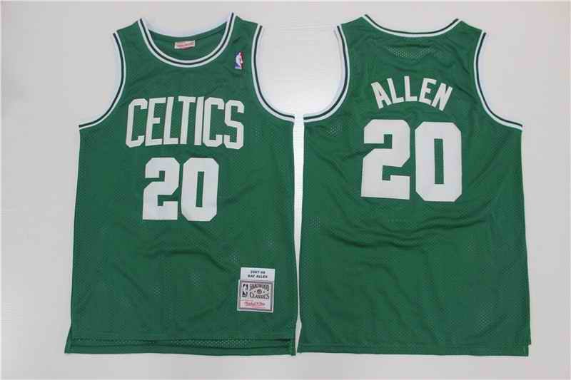 Men's Boston Celtics #20 Ray Allen 2007-08 Green Throwback Stitched Jersey