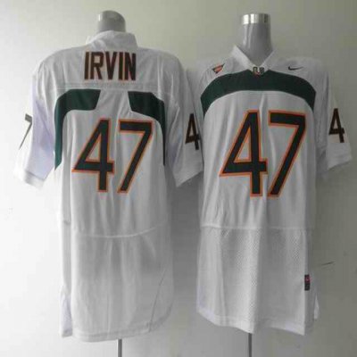 Hurricanes #47 Michael Irvin White Stitched NCAA Jerseys