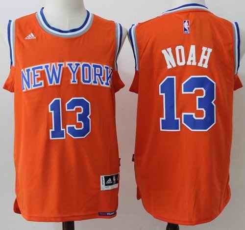 Knicks #13 Joakim Noah Orange Alternate Stitched NBA Jersey