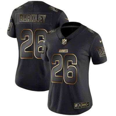 Women's New York Giants #26 Saquon Barkley 2019 Black Gold Edition Stitched NFL Jersey(Run Small)