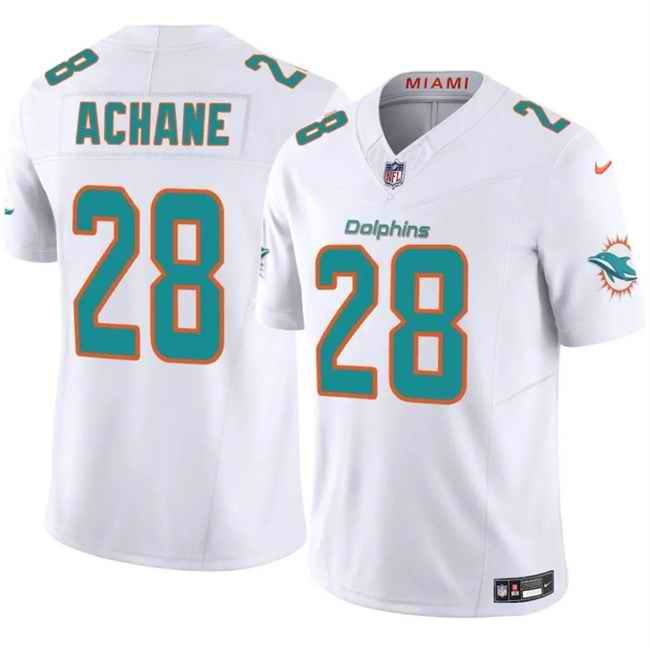 Men's Miami Dolphins #28 De'Von Achane White 2024 F.U.S.E Vapor Limited Stitched Football Jersey