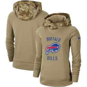 Women's Buffalo Bills Khaki 2019 Salute to Service Therma Pullover Hoodie(Run Small)