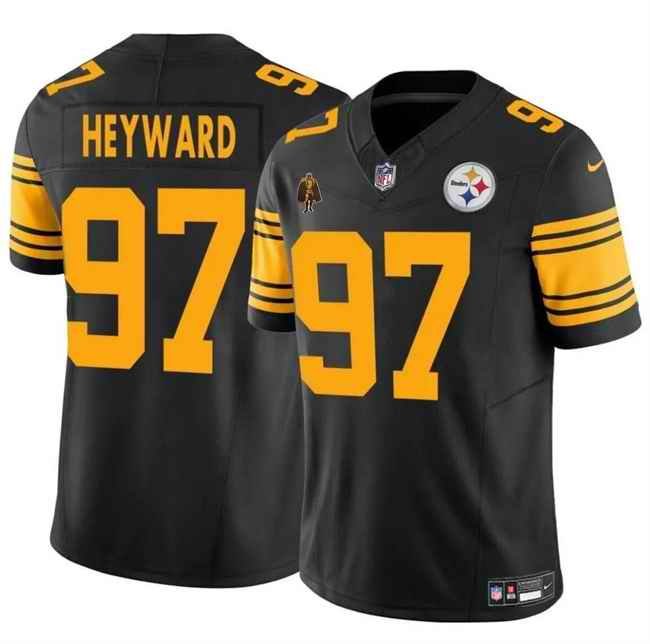 Men's Pittsburgh Steelers #97 Cameron Heyward Black 2024 F.U.S.E. With Walter Payton Patch Color Rush Limited Stitched Jersey