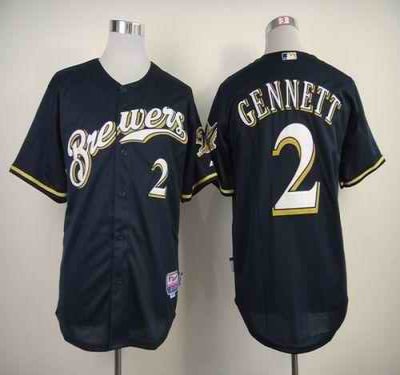 Brewers #2 Scooter Gennett Navy Blue Alternate Cool Base Stitched MLB Jersey