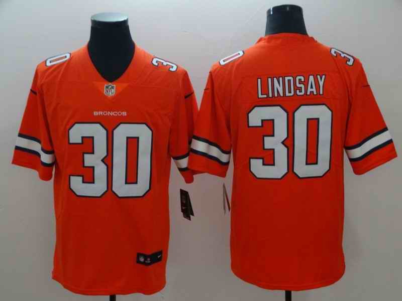 Men's Denver Broncos #30 Phillip Lindsay Orange Color Rush Limited Stitched NFL Jersey