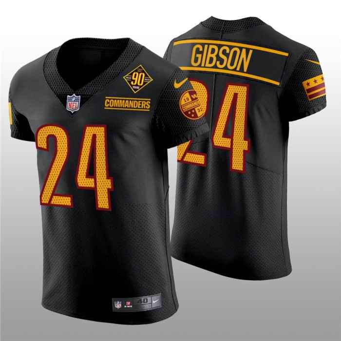 Men's Washington Commanders #24 Antonio Gibson 90th Anniversary Black Elite Stitched Jersey