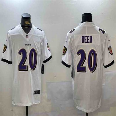 Men's Baltimore Ravens #20 Ed Reed White Vapor Limited Football Jersey