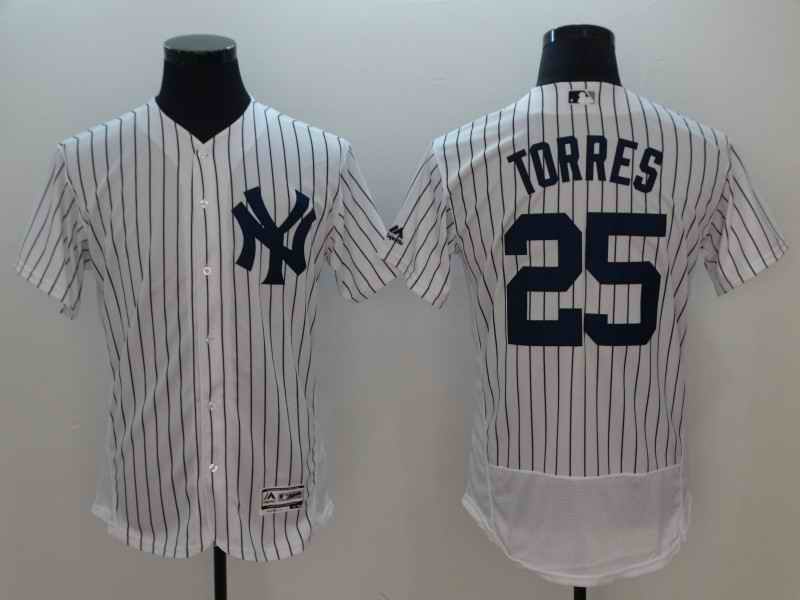 Men's MLB New York Yankees #25 Gleyber Torres White Flexbase Player Stitched Jersey