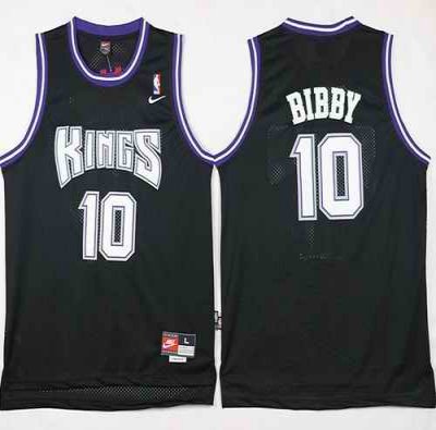 Kings #10 Mike Bibby Black Throwback Stitched NBA Jersey