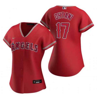 Women's Los Angeles Angels #17 Shohei Ohtani Red Stitched Baseball Jersey(Run Small)