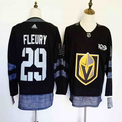 Men's Adidas Vegas Golden Knights #29 Marc-Andre Fleury Black 1917-2017 100th Anniversary Stitched NHL Jersey