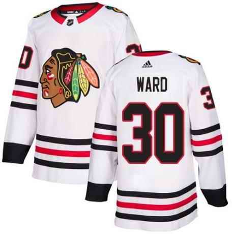 Men's Chicago Blackhawks #30 Cam Ward White Stitched NHL Jersey