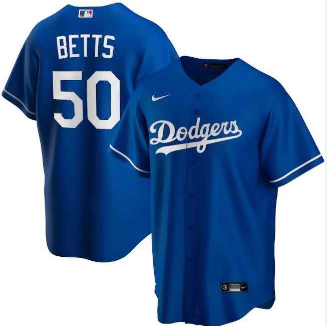 Men's Los Angeles Dodgers #50 Mookie Betts Blue Cool Base Stitched Jersey