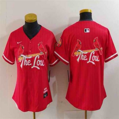 Women's St. Louis Cardinals Team Big Logo Red 2024 City Connect Limited Stitched Baseball Jersey(Run Small)