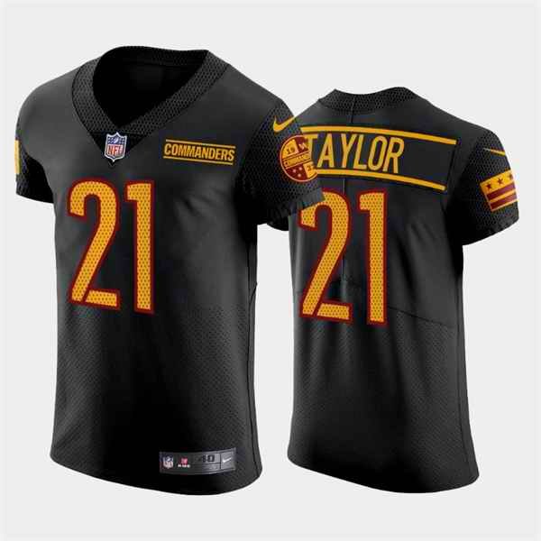 Men's Washington Commanders #21 Sean Taylor Black Elite Stitched Jersey