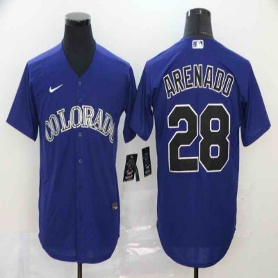 Men's Colorado Rockies #28 Nolan Arenado Purple Cool Base Stitched MLB Jersey