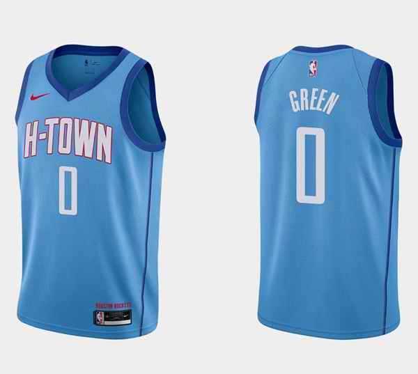 Men's Houston Rockets #0 Jalen Green City Edition Blue Stitched Basketball Jersey