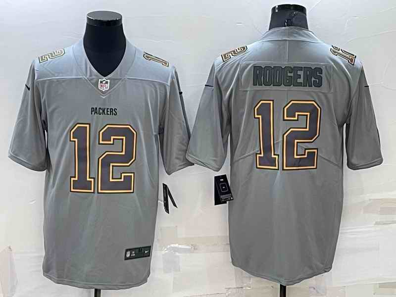 Men's Green Bay Packers #12 Aaron Rodgers Gray Atmosphere Fashion Stitched Jersey