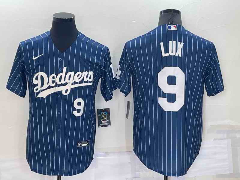 Men's Los Angeles Dodgers #9 Gavin Lux Navy Cool Base Stitched Jersey