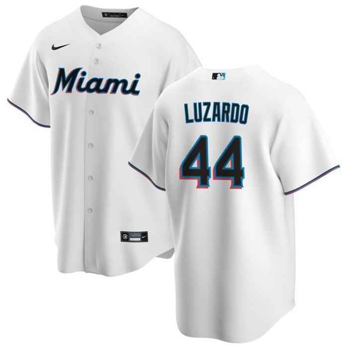 Men's Miami Marlins #44 Jes's Luzardo White Cool Base Stitched Baseball Jersey