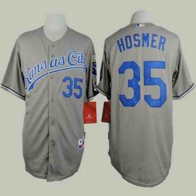 Royals #35 Eric Hosmer Grey Road Cool Base Stitched MLB Jersey