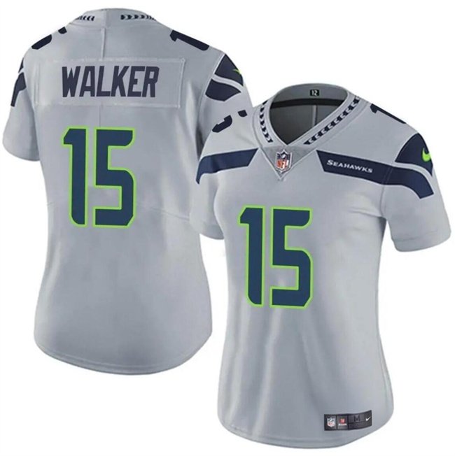 Women's Seattle Seahawks #15 P.J. Walker Grey Vapor Limited Stitched Football Jersey(Run Small)