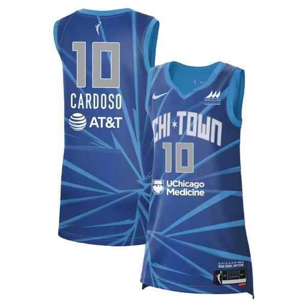 Men's Chicago Sky #10 Kamilla Cardoso Sky Blue 2024 Rebel Edition Stitched Jersey