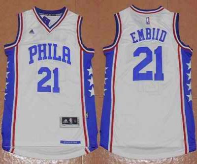 Revolution 30 76ers #21 Joel Embiid White Stitched NBA Jersey